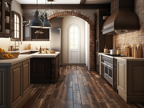 nice wood flooring in a modern kitchen