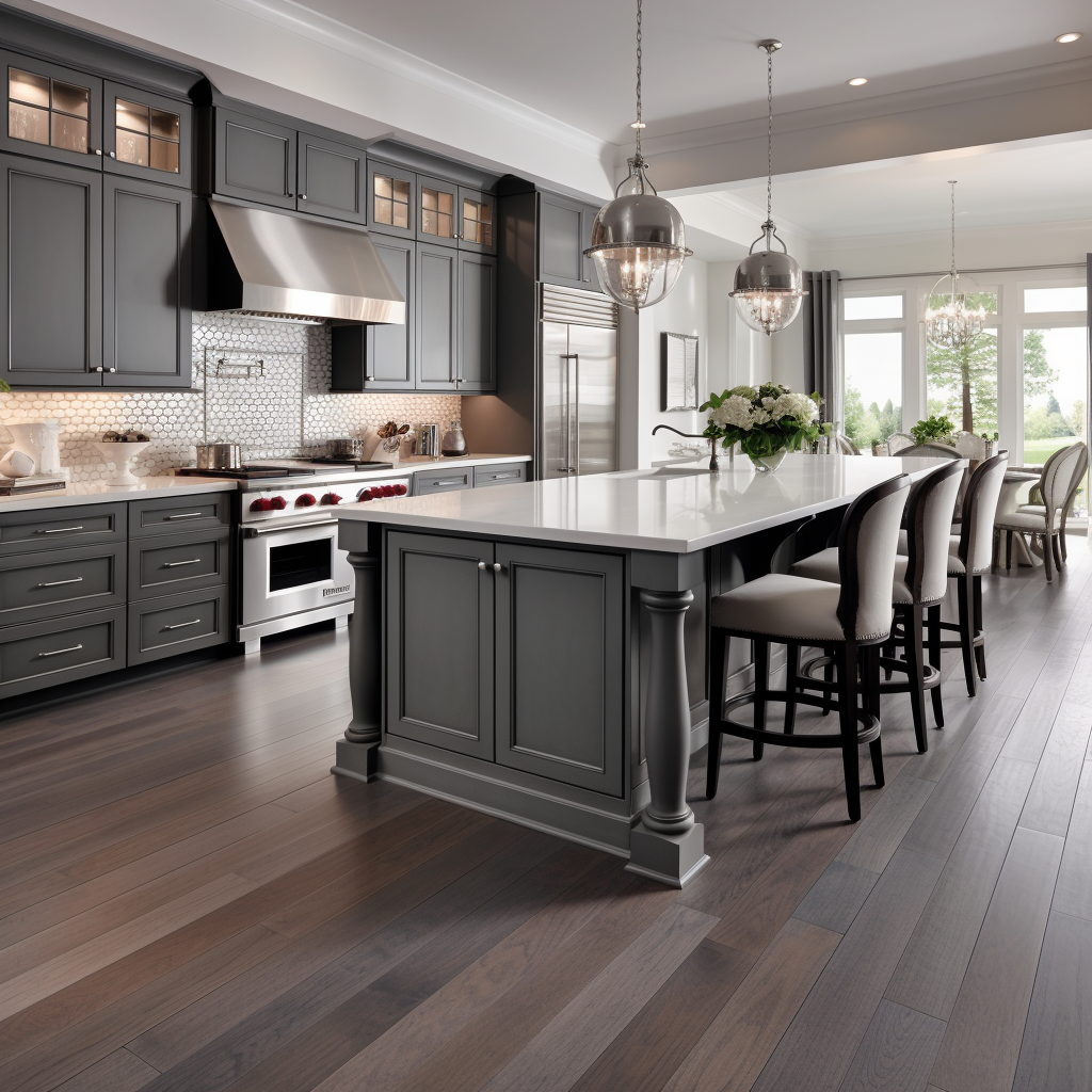 What wood flooring goes with gray kitchen cabinets?