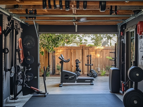 Home gym with nice flooring