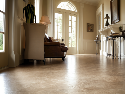 Living room with nice linoleum flooring