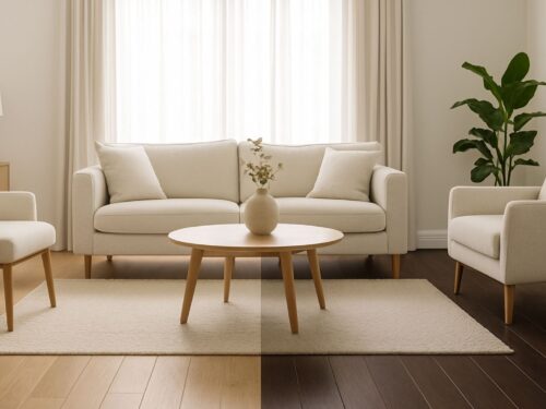 dark vs light flooring in a living room
